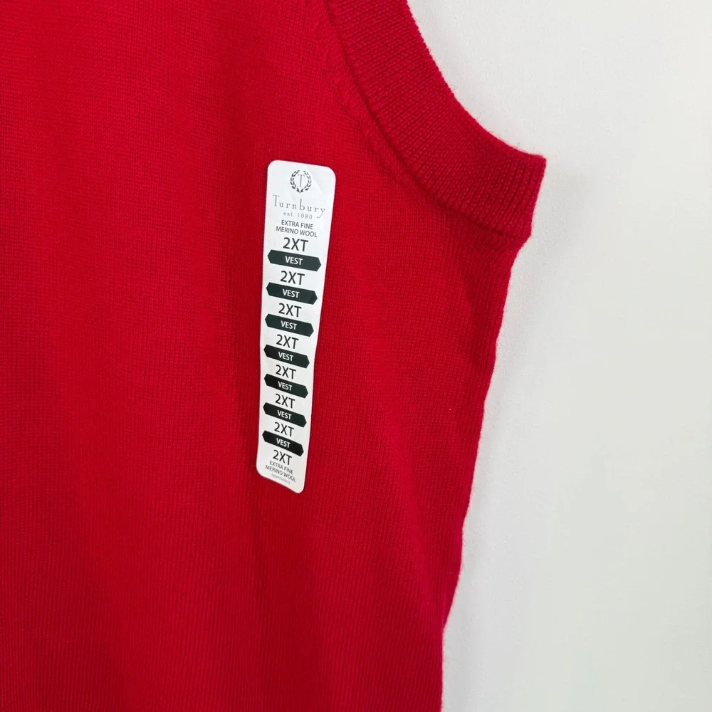 NEW Turnbury Men's‎ 2XT 100% Extra Fine Merino Wool V-Neck Sweater Vest NWT Red